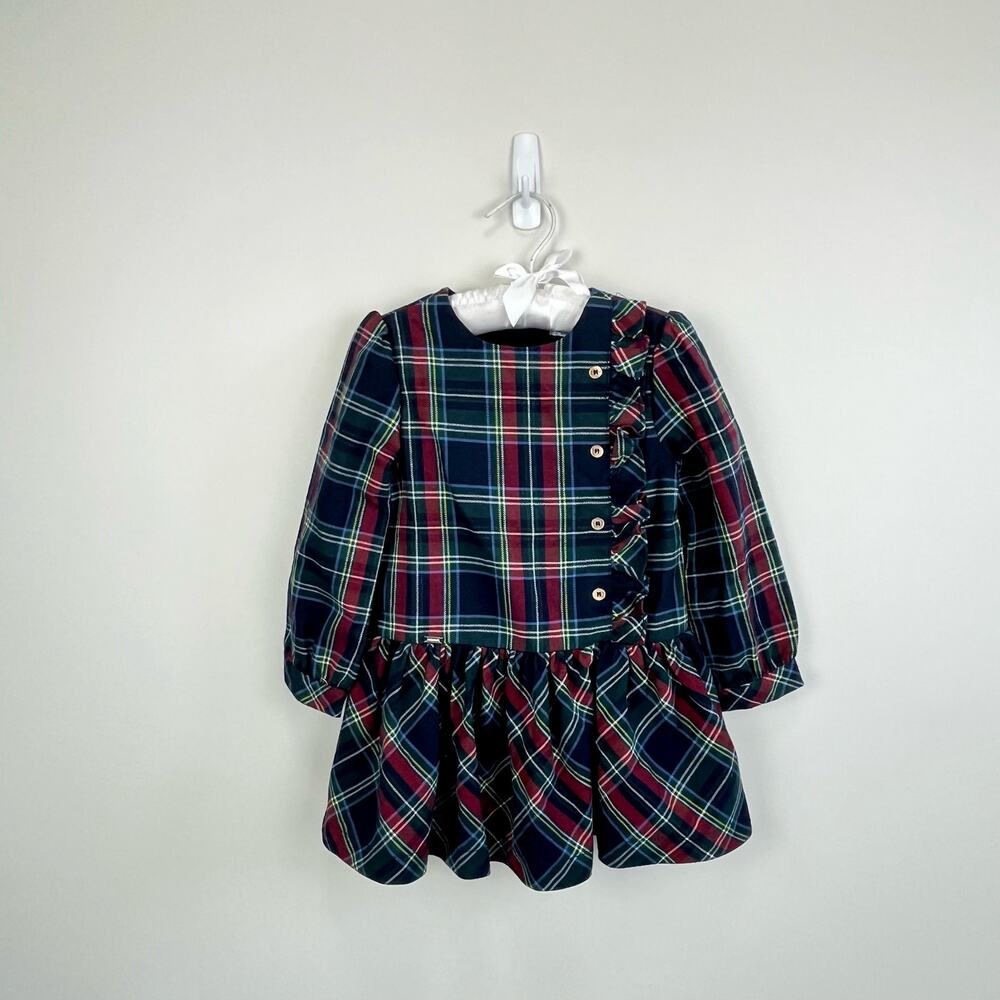Mayoral Plaid Ruffle Long Sleeve Party Dress 24 Months